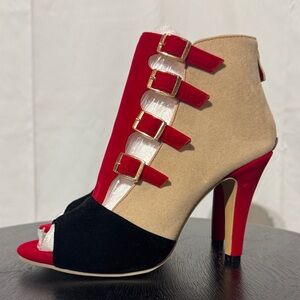 Elegant Red, Black, and Tan Women's Heels